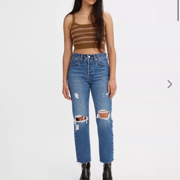 Levi’s Premium Wedgie Straight Jeans High Rise Button Fly Size 25 distressed - Picture 9 of 9